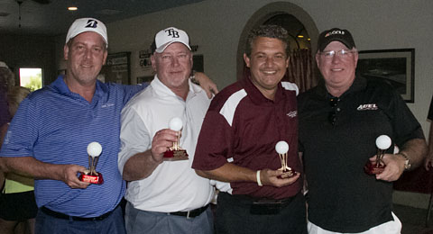 Second Place winners in the USMCCCA Foundation, Florida Chapter Golf tournament at Sherman Hills Golf Club in Brooksville, Fla., April 22, 2016. (left to right) Jack Hostutler, Alan Joiner, Shane Willis and Marc Berry.