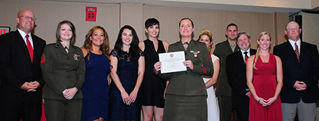 The Camp Lejeune Globe staff, winning first place in the Civilian Enterprise News category. Photo by Staff Sgt. Neill Sevelius