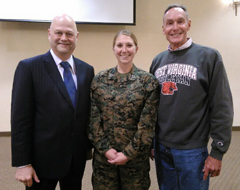 Fred Garcia, Capt. Skye Martin and CC president Keith Oliver were among 75 presenters and attendees and I MEF’s second annual public affairs summit at Camp Pendleton January 25-26. (EDITOR’S NOTE: Keith assured USMCCCA Executive Director Paxton that he did not represent the association in sweatshirt and blue jeans when he gave his formal presentation the first day of the conclave.)