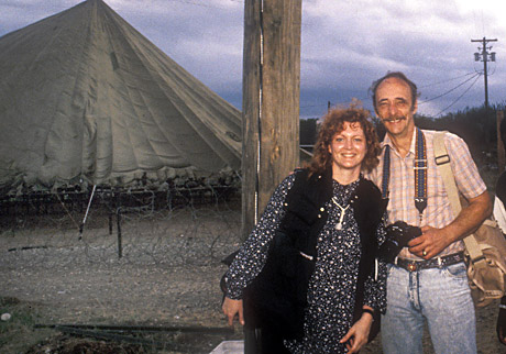 Webmaster Kate Stark and Tom Bartlett on assignment covering the Haitian refugees for Leatherneck Magazine in March 1992.
