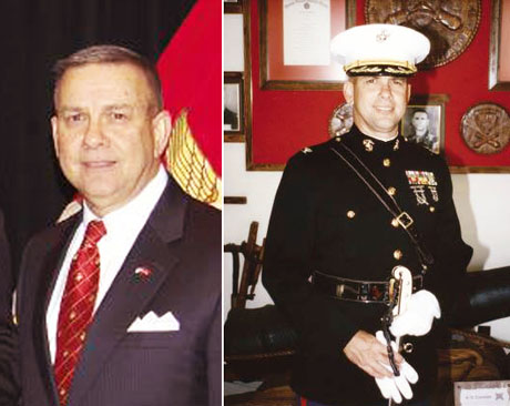 Now and Then:  MCA&F Publisher and Leatherneck Editor Walt Ford in his pre-retirement photo (left) and as Regimental Commander, Col. Walter Ford, 12th Marine Regiment, 3rd Marine Division after his Marine retirement. 